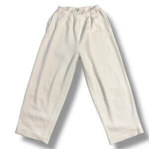 Mast Womens Fleece Casual Sweatpants Ivory Cream Straight Leg Pockets Soft Small